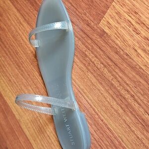 STUART WEITZMAN Sawyer Jelly Minimalist Strappy Sandals Translucent Flannel 7